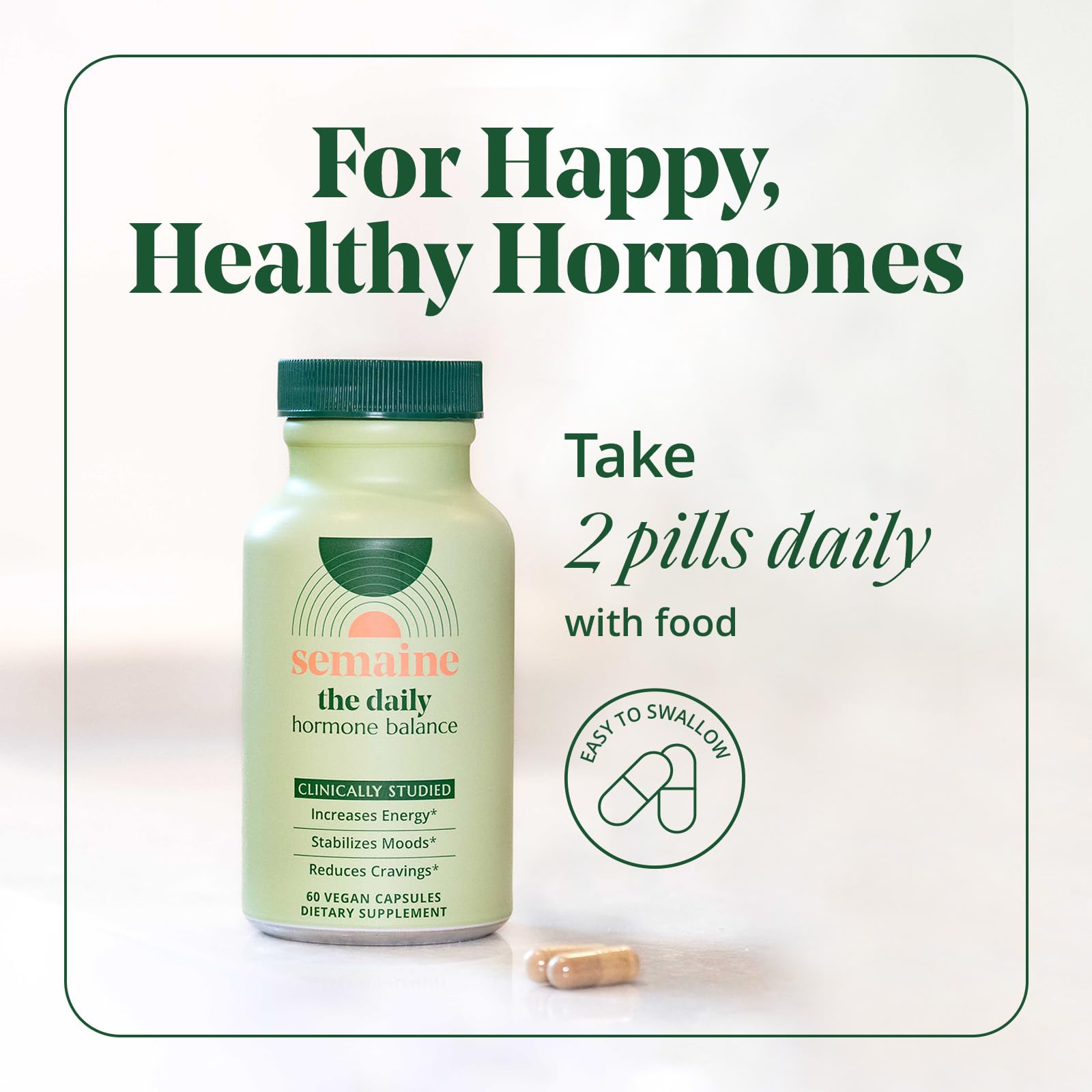 Semaine Daily Hormone Balance scene morning routine with tea illustrating calm mood