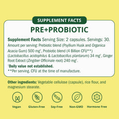 Prebiotic and probiotic blend with ginger for digestion support