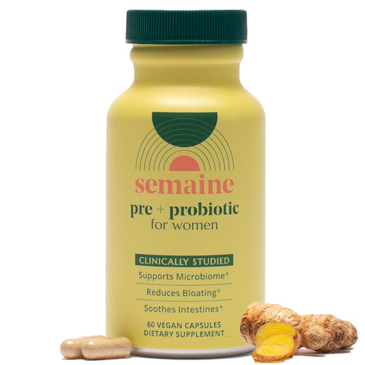 Product packaging of Semaine Prebiotic + Probiotic for Women 60 ct
