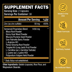 Icons representing SEMANOID ingredients (vitamins, minerals, antioxidants)