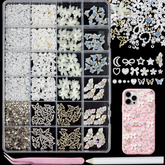 SEMATA Bedazzling Kit: flat-back white pearls for precise craft embellishment.