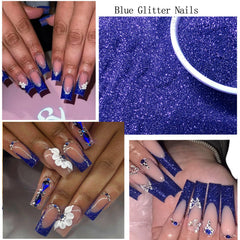 SEMATA Mixed-size blue rhinestones for versatile nail decoration.