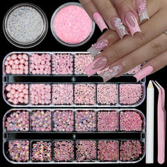 SEMATA nail art charms pink flatback kit for easy at-home salon-style nails.