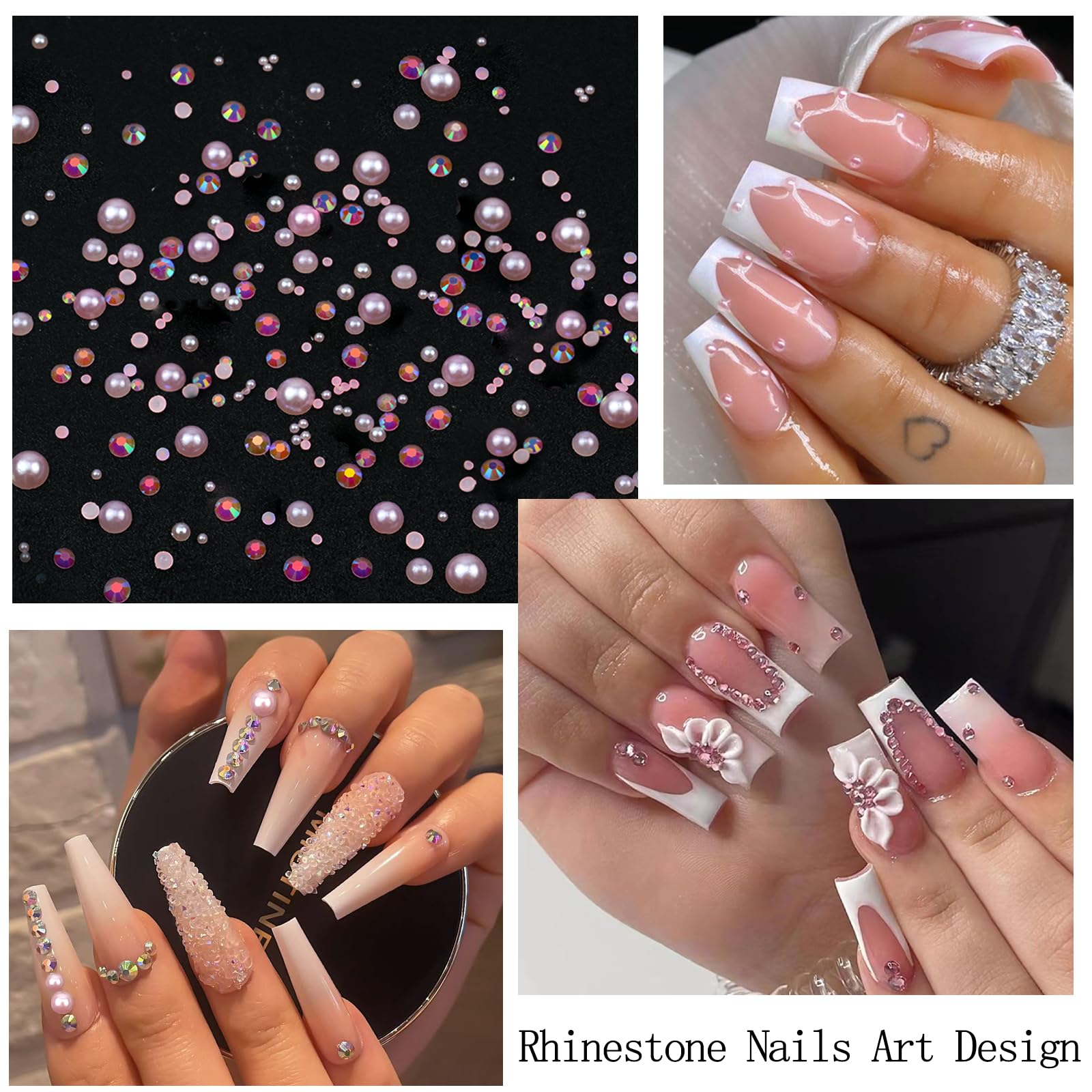SEMATA pink semi-circular pearls for elegant nail accents and easy placement.