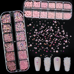 SEMATA pink rhinestones in mixed sizes for versatile, shimmering nail designs.