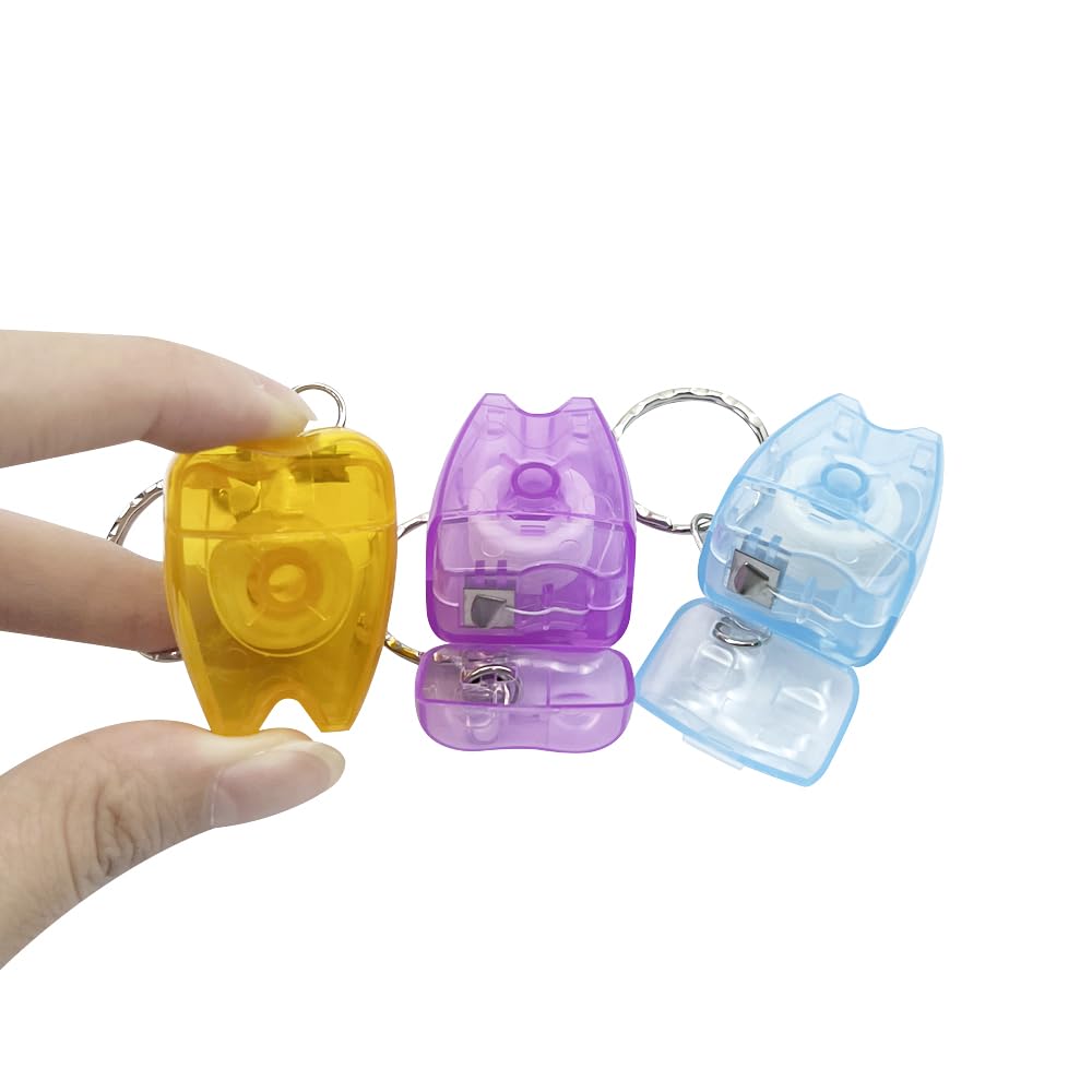 Portable floss keychain with key fob