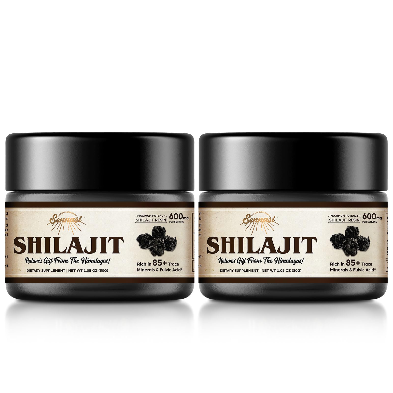 Sennasi Shilajit resin bottle 30g ready for daily energy support.
