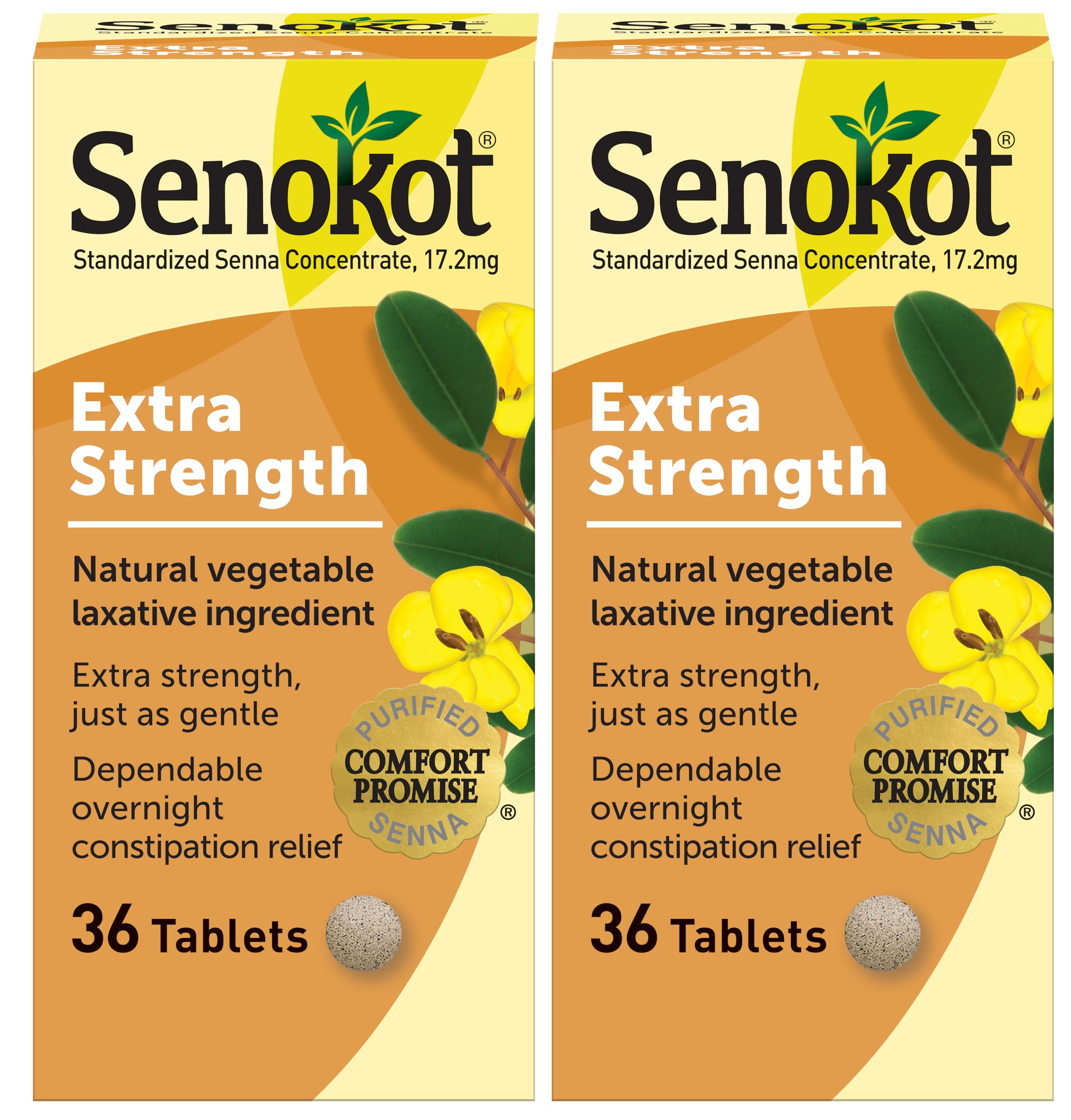 Senokot extra-strength tablets close-up demonstrates gentle overnight relief potential.