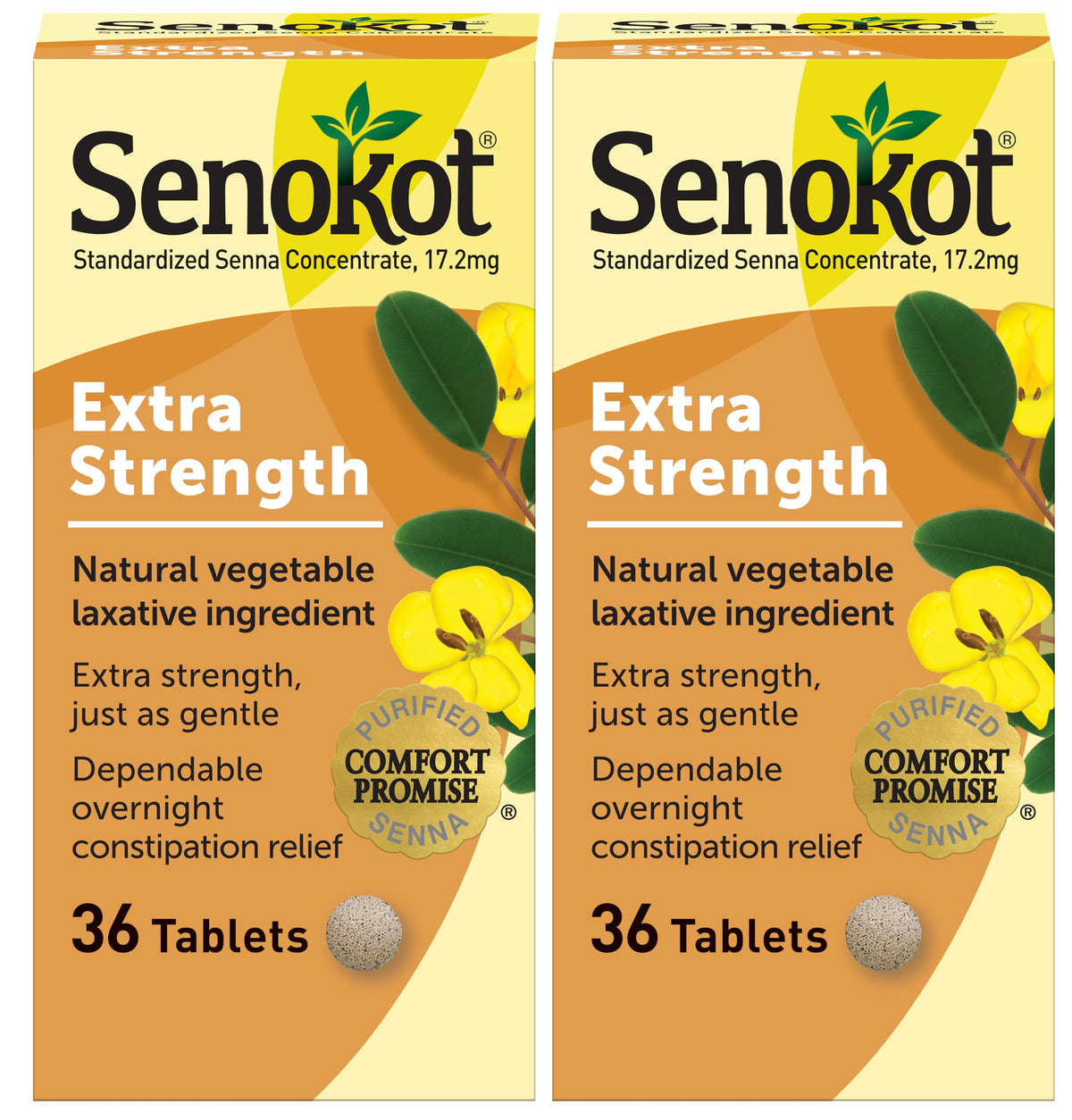 Senokot extra-strength tablets close-up demonstrates gentle overnight relief potential.