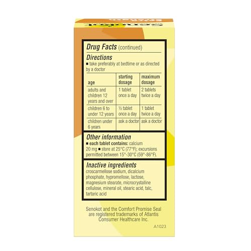 Senokot packaging box front showcases clear labeling for easy nighttime relief.
