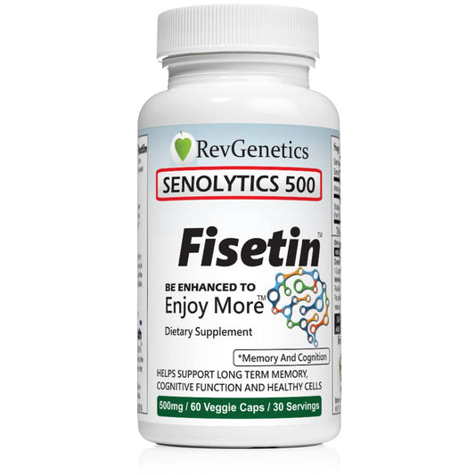 SENOLYTICS 500 bottle and packaging on a white background
