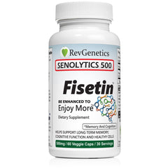 SENOLYTICS 500 bottle and packaging on a white background