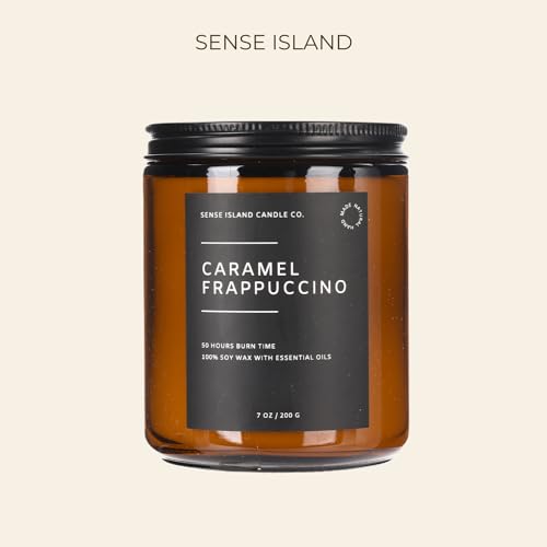 Angled side view of Sense Island Caramel Frappuccino Soy Candle