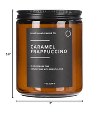 Back view of Sense Island Caramel Frappuccino candle with packaging