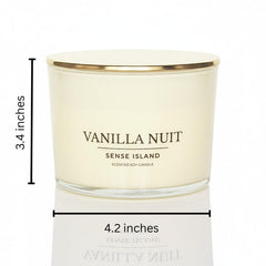Sense Island Vanilla Nuit 3-Wick beige glass vessel enhances chic home decor.
