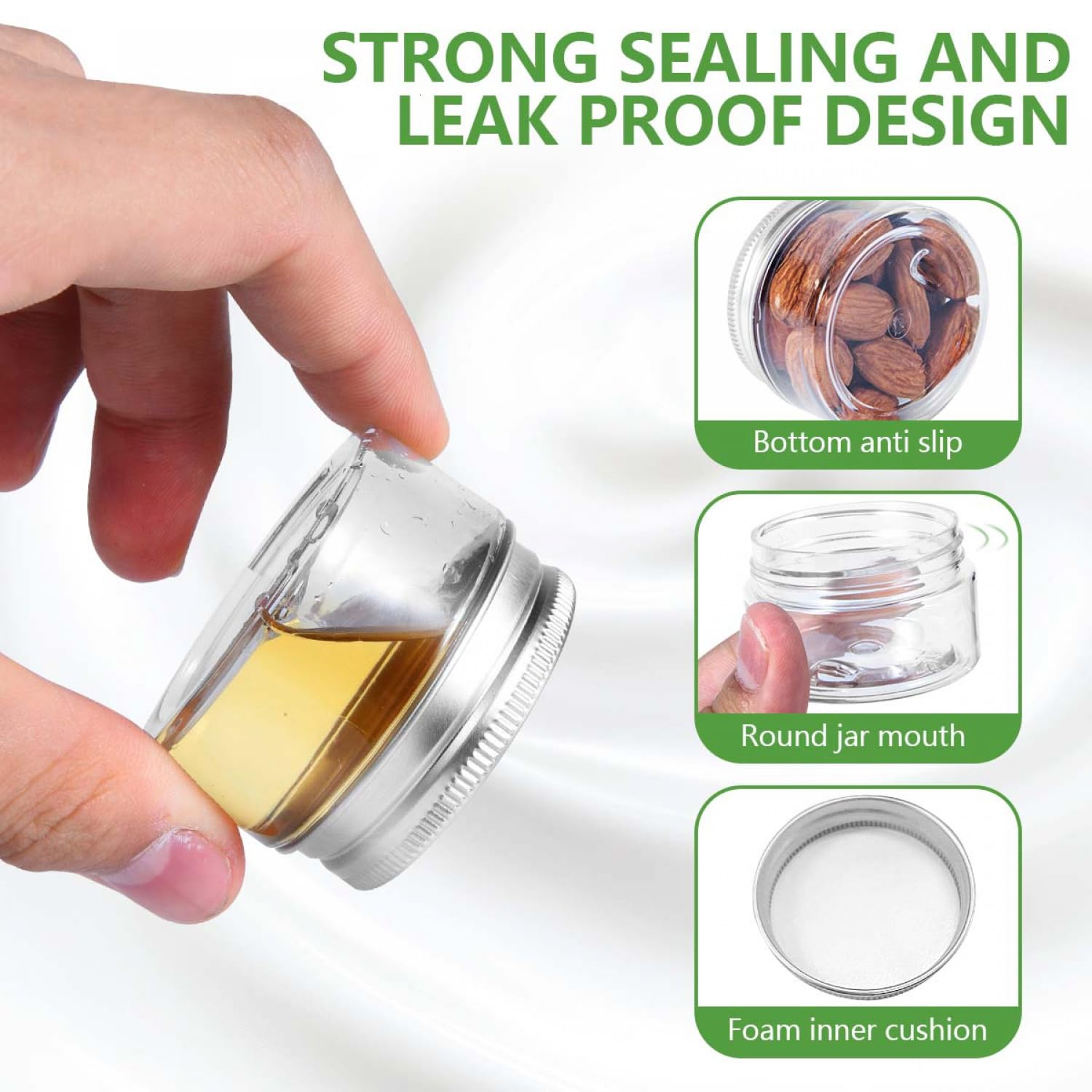 SenseYo transparent 1oz plastic jar ideal for organizing skincare products.