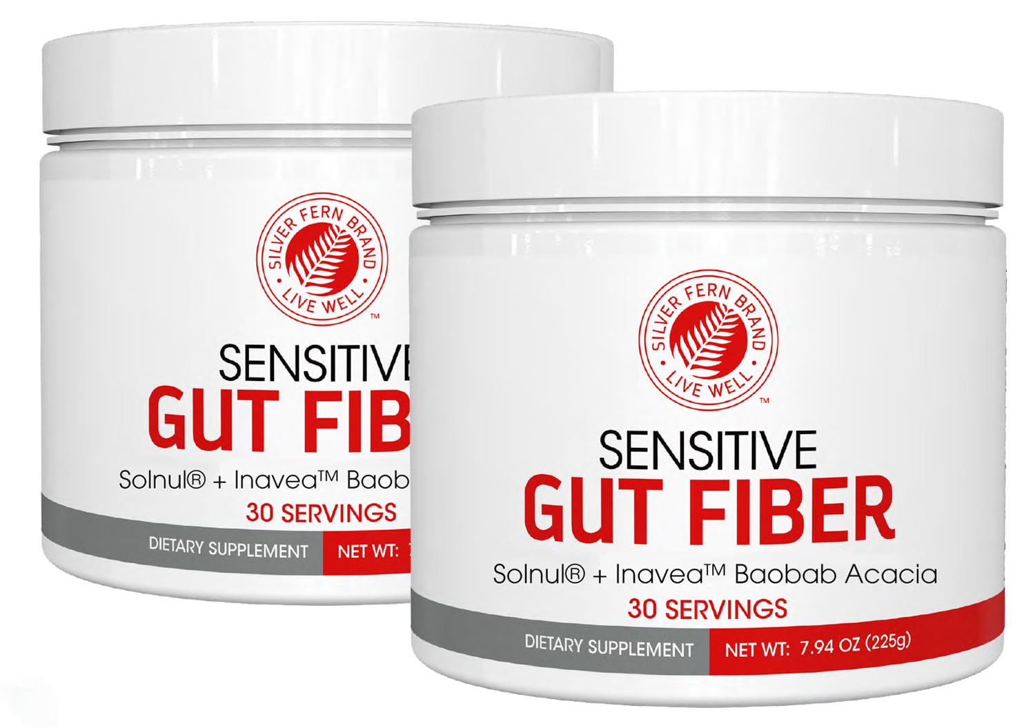 Sensitive Gut Fiber two-tub packaging