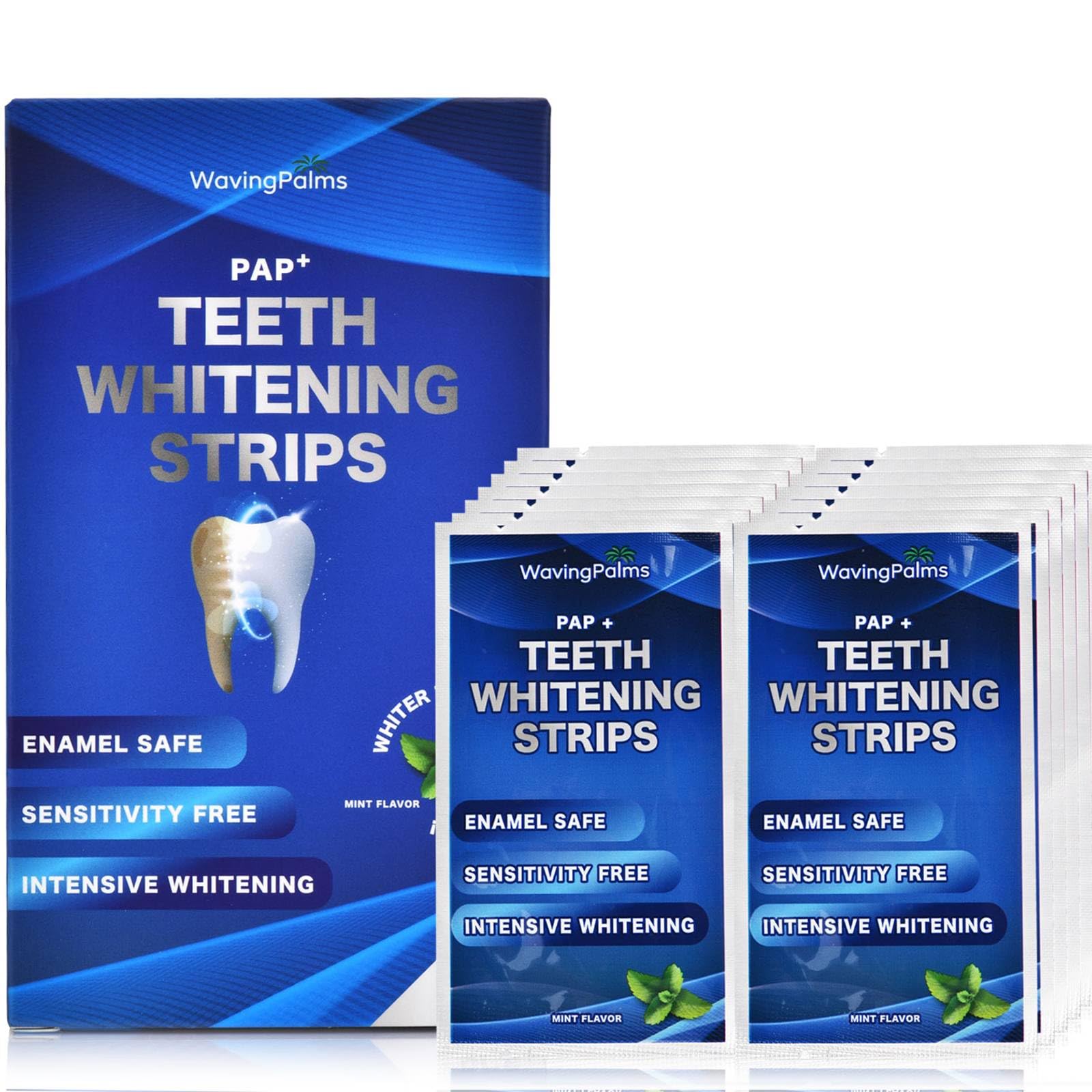 Sensitive Teeth Whitening Strips Kit packaging on white background