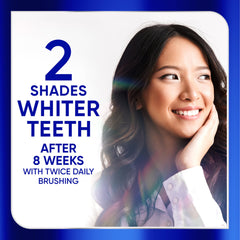 Graphic showing 2 shades whiter teeth with Sensodyne Clinical White