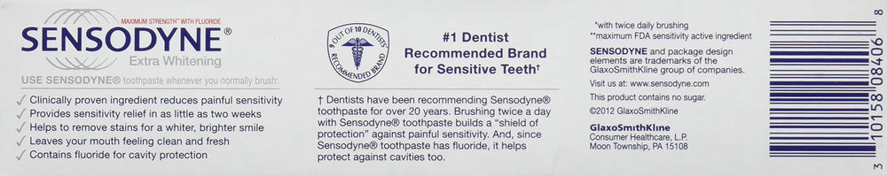 Sensodyne packaging showing 6 oz toothpaste