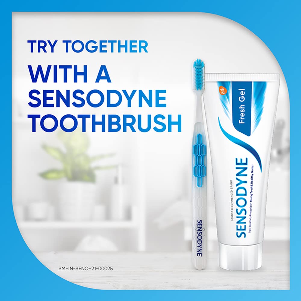 Packaging opened to reveal Sensodyne Fresh Gel tubes