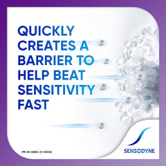 Flat lay of Sensodyne Rapid Relief toothpaste with packaging