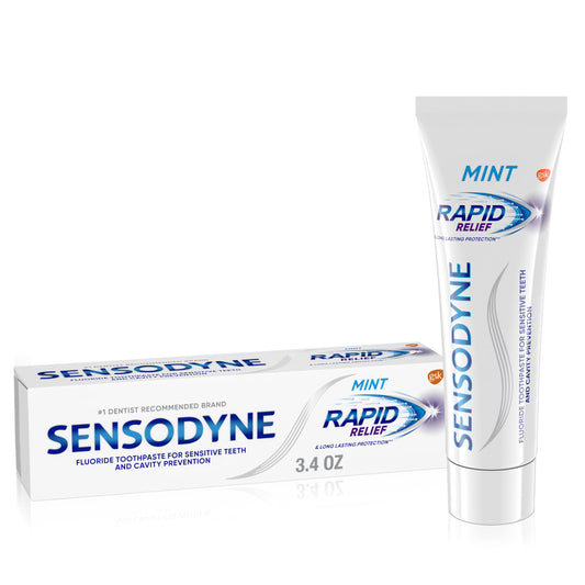 Sensodyne Rapid Relief mint toothpaste 3.4 oz front label