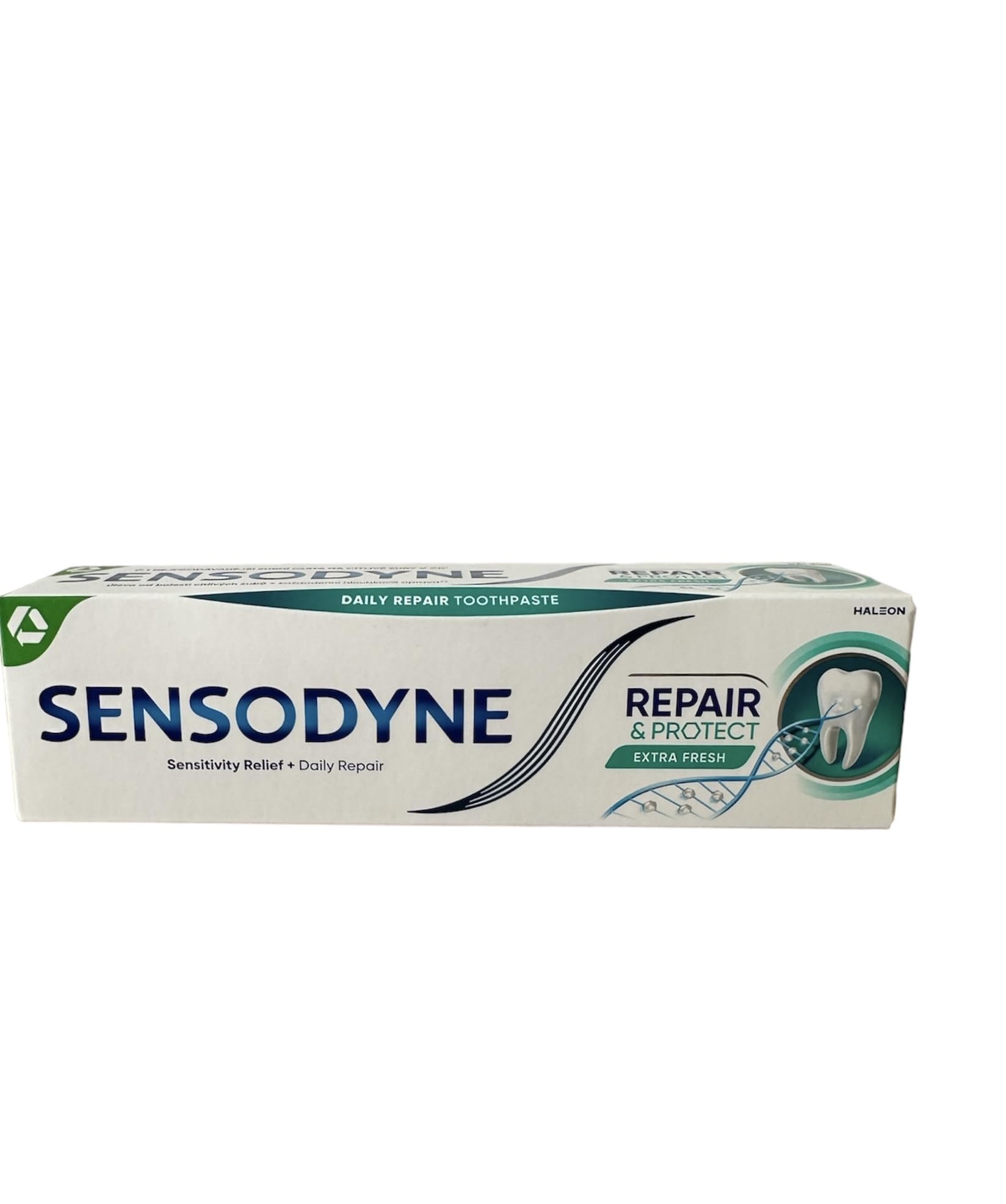 Sensodyne Repair & Protect Extra Fresh toothpaste tube with NovaMin technology