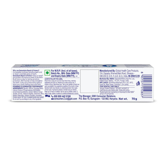 Back view of Sensodyne Repair & Protect Toothpaste 70 gm Pack of 1