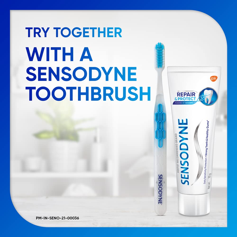 Sensodyne Repair & Protect toothpaste with packaging box on display