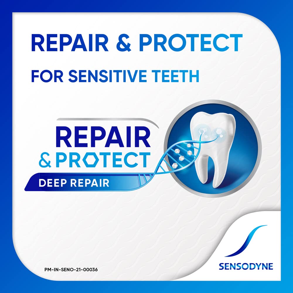Ingredients and active components on Sensodyne Repair & Protect tube