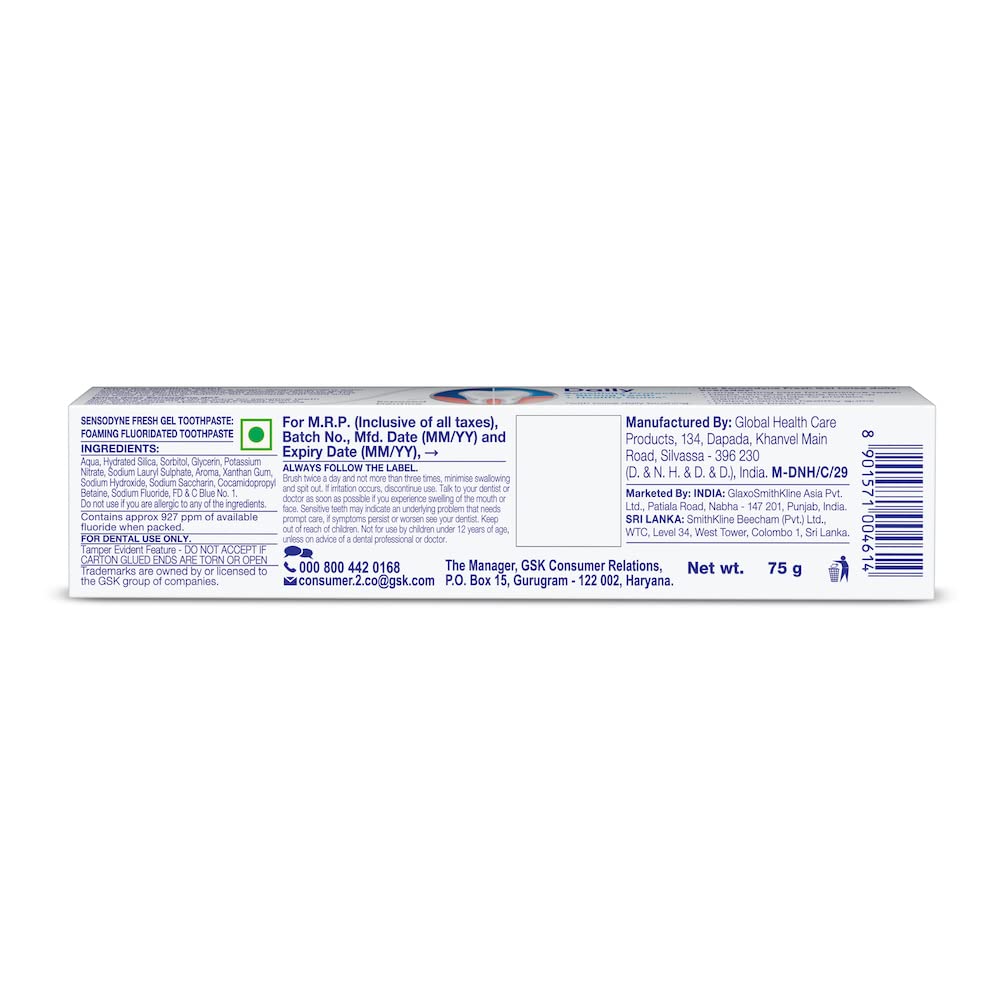 Close-up of Sensodyne Sensitive Toothpaste Fresh Gel texture