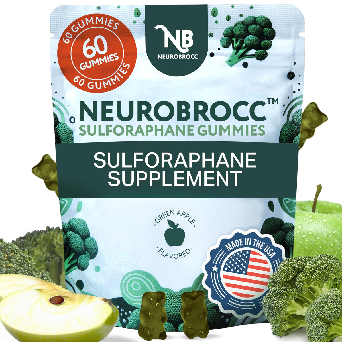 Sensory Scout NeuroBrocc gummies in front-pack image, convenient vegan sulforaphane for everyday nutrition.