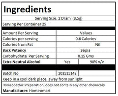 Open vial showing Sepia pellets ready for use