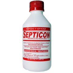 Septicon Mouthwash bottle back label, 8 oz