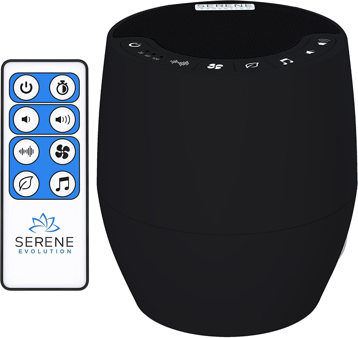 Serene Evolution white noise machine front view for bedside use
