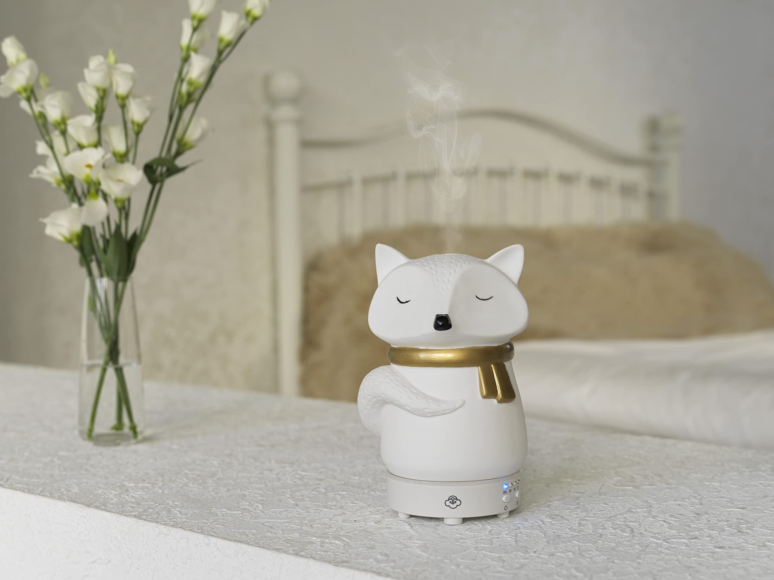 Serene House Snow Fox placed on an office desk for relaxed atmosphere