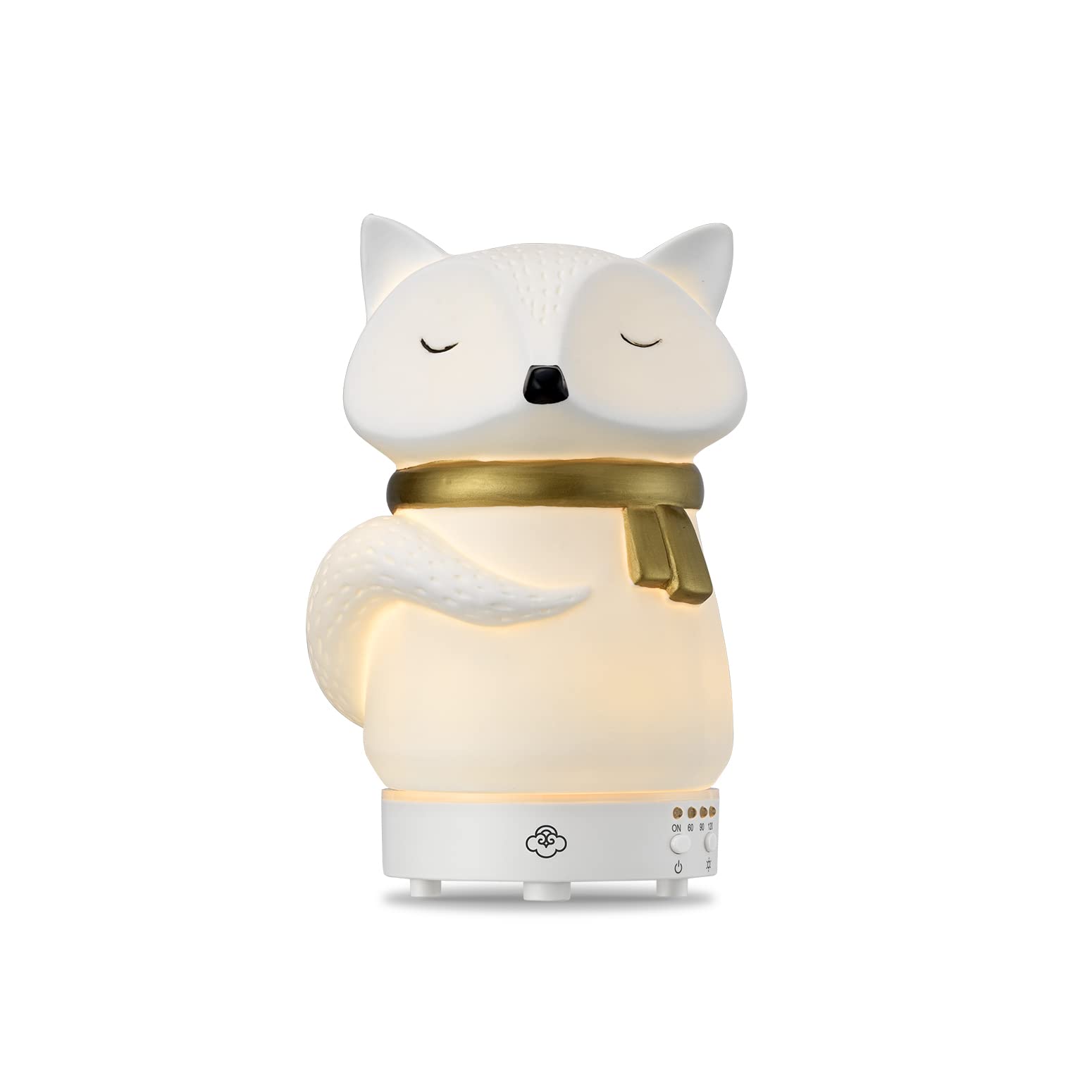Serene House Snow Fox ultrasonic mist emitting gentle vapor for aromatherapy