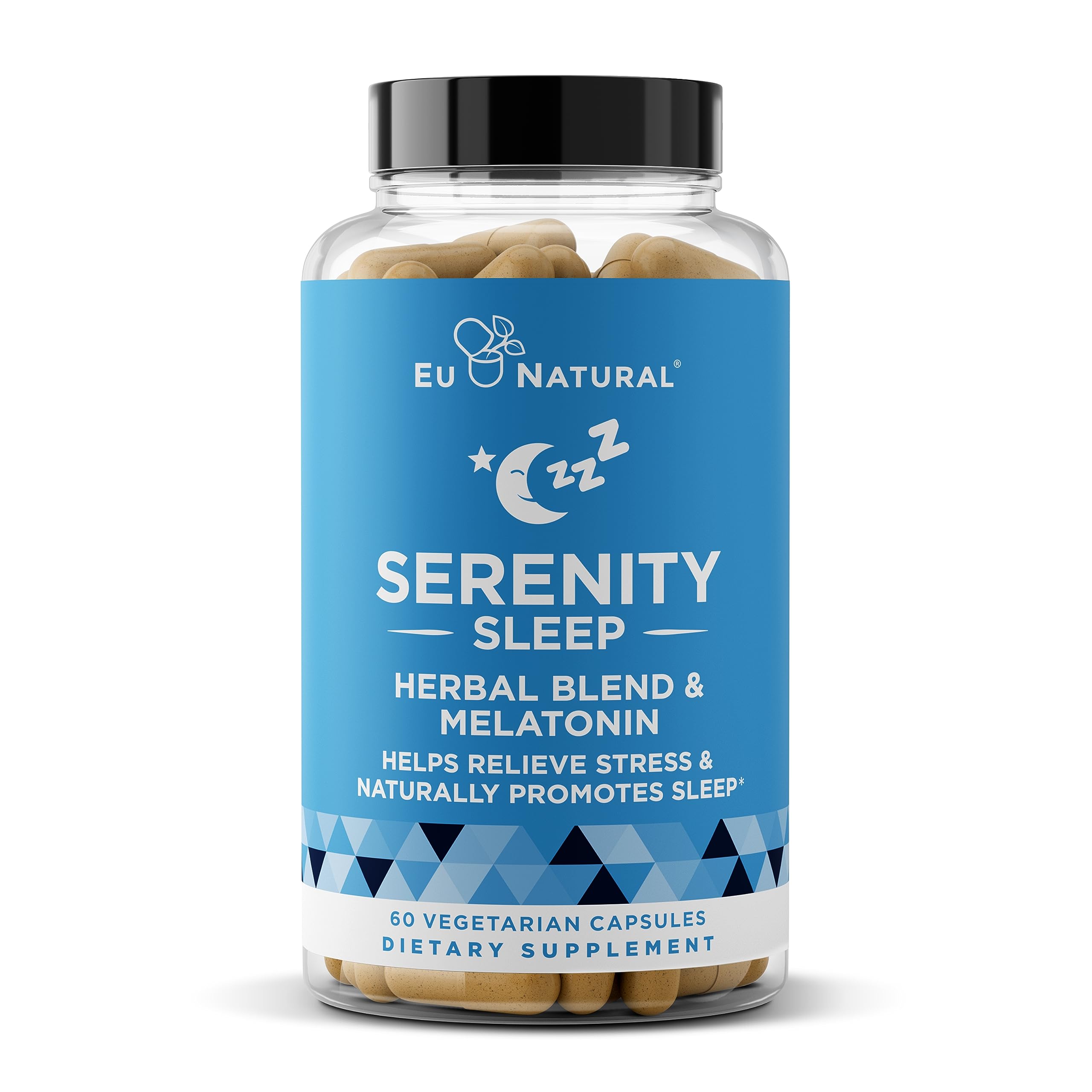 Serenity Sleep bottle containing 60 vegan soft caps