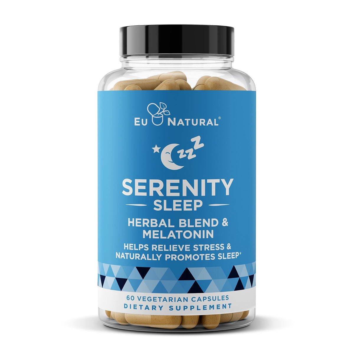 Serenity Sleep bottle containing 60 vegan soft caps