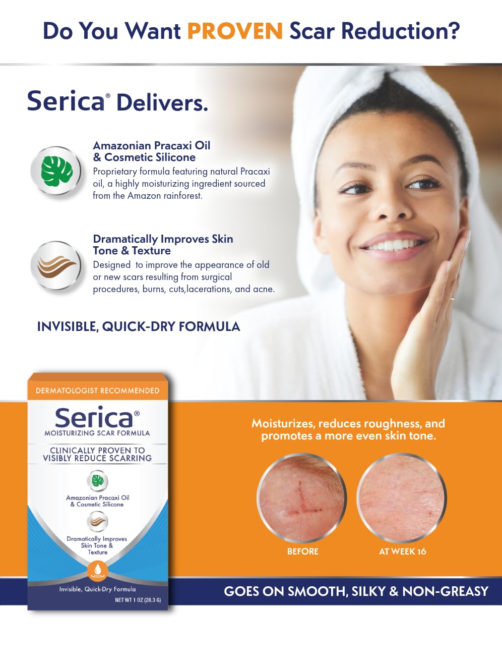 Serica Scar Gel travel bottle for on-the-go care.