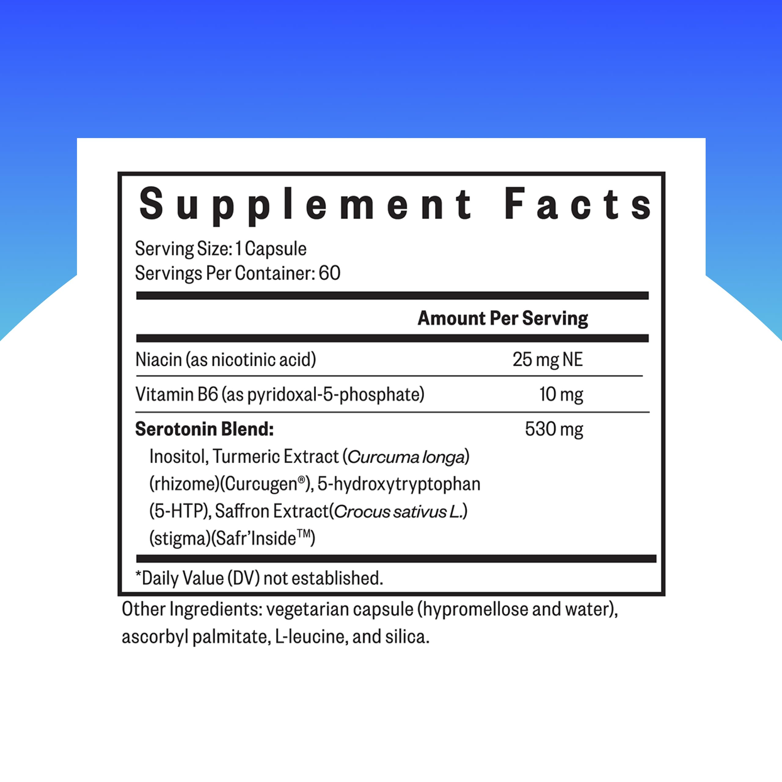 Close-up of 5-HTP and vitamin B6 ingredients
