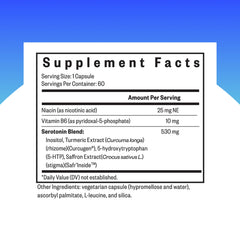 Close-up of 5-HTP and vitamin B6 ingredients