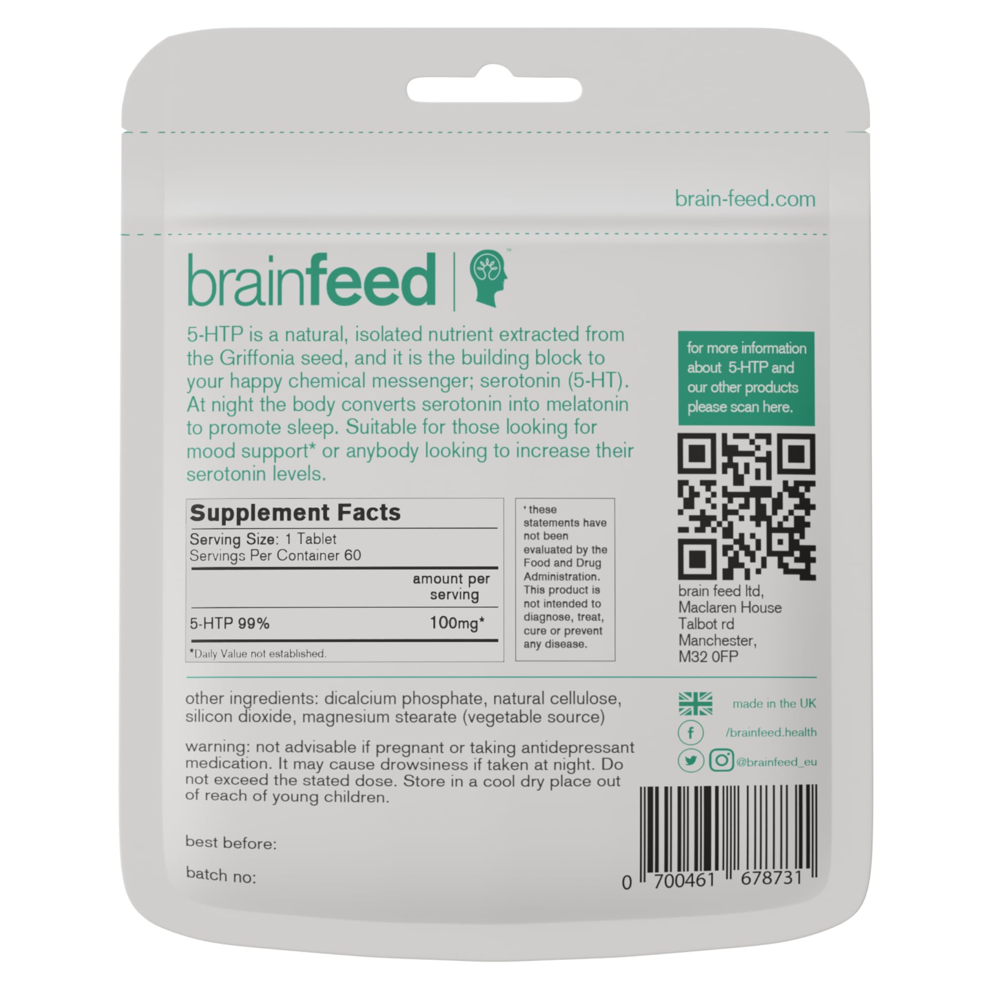 Close-up of Griffonia seed extract 5-HTP capsules