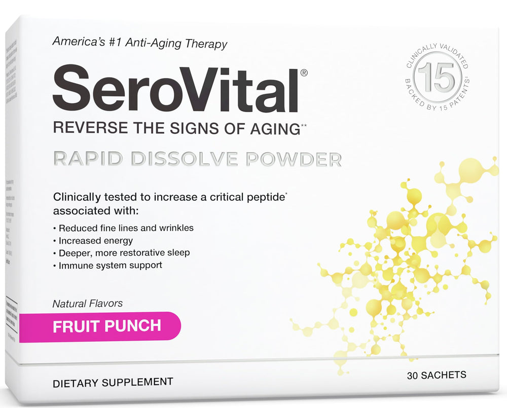 Front view of Serovital Rapid Dissolve Powder fruit punch flavor