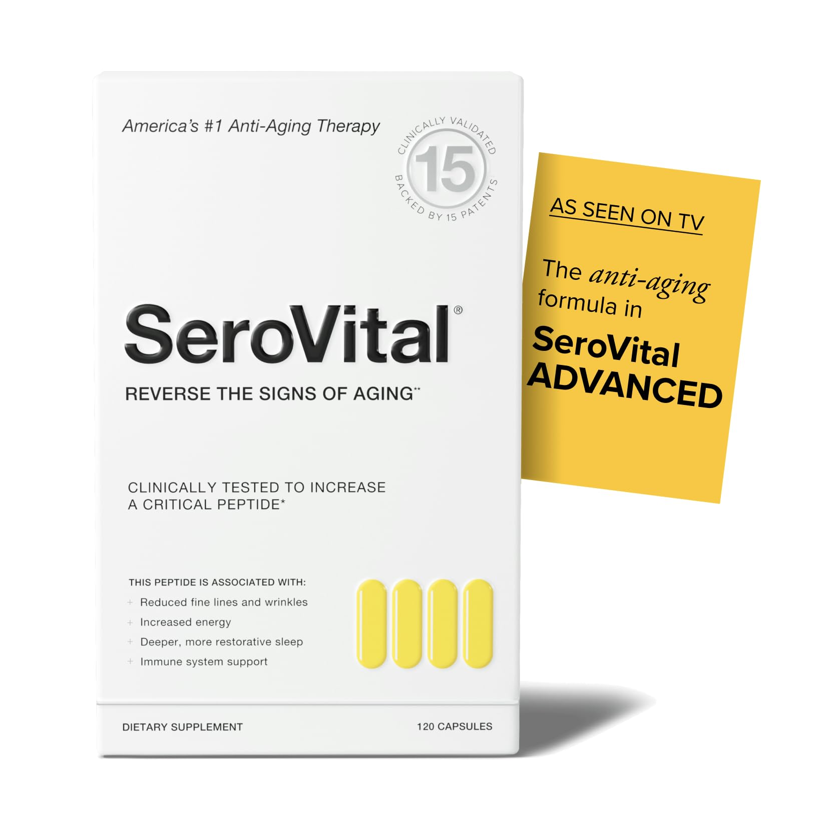 Front view of Serovital Renewal Complex bottle and box