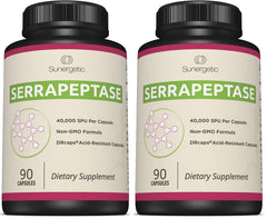 Two bottles of Serrapeptase capsules, 90 per bottle (pack of 2)