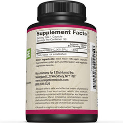 Close-up of Serrapeptase bottle label showing 40,000 SPU per capsule