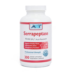Bottle of AST Enzymes Serrapeptase 80,000 SPU – 300 vegetarian capsules