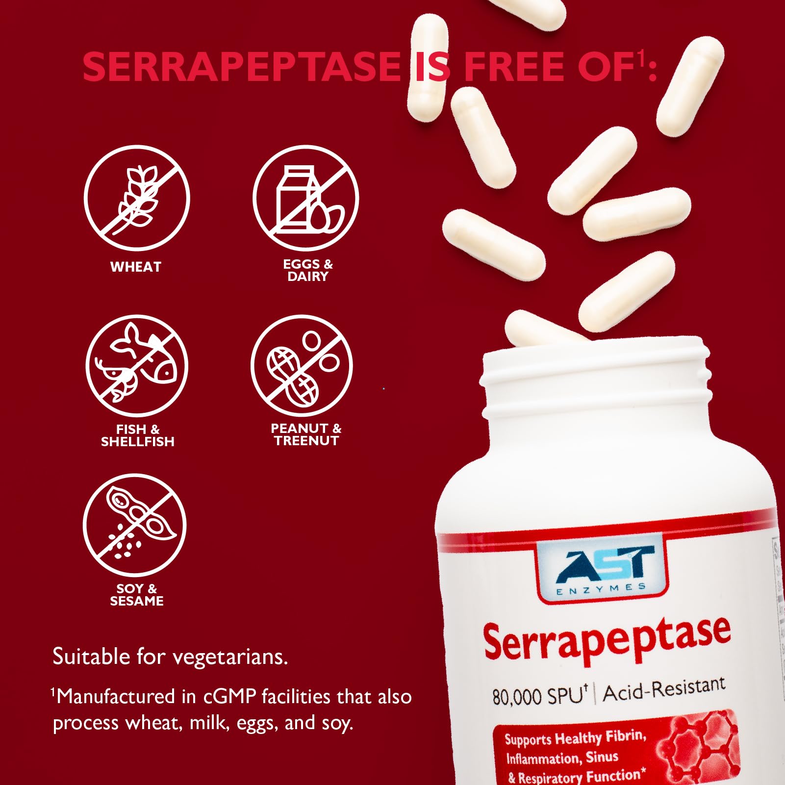 Product label showing ingredients and allergen information